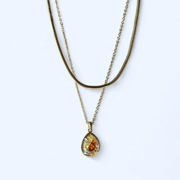 Kendra Scott Double Layered Gold Chain Necklace with Iridescent Pendant - Picture 5 of 8